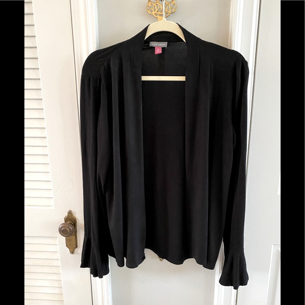 Vince Camuto lightweight black cover up with bell sleeves; SZ M